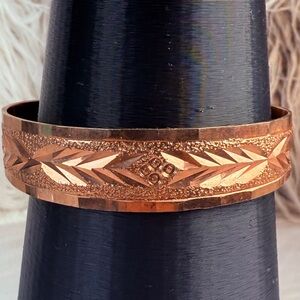 Beautiful vintage copper etched cuff bracelet